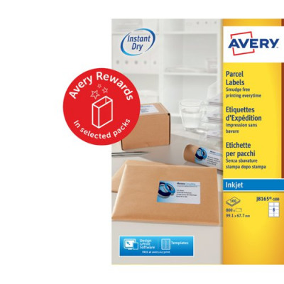 Avery Inkjet Labels 99.1x67.7mm 8 Per Sheet White 800 Labels