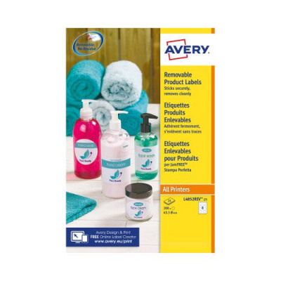Avery White Removable Laser Labels Round 63.5mm Pack 25