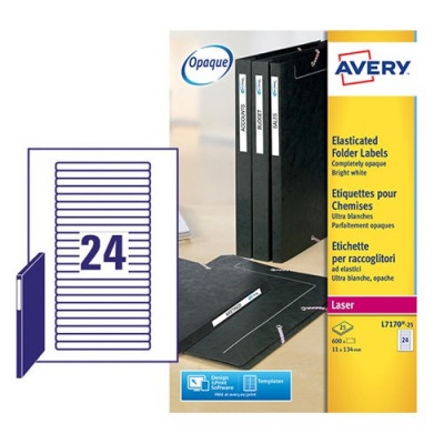 Avery Laser Labels Eurofolios & Filing 134x11mm 24 Per Sheet White 600 Labels Pack 25
