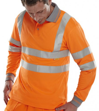 Beeswift Polo Shirt Long Sleeved Orange XL