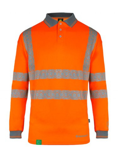 Envirowear Hi-Vis Polo Shirt Long Sleeve Orange 4Xl