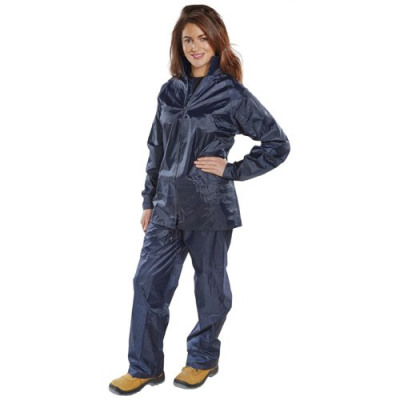Beeswift Nylon BDri Weatherproof Suit Navy Blue S