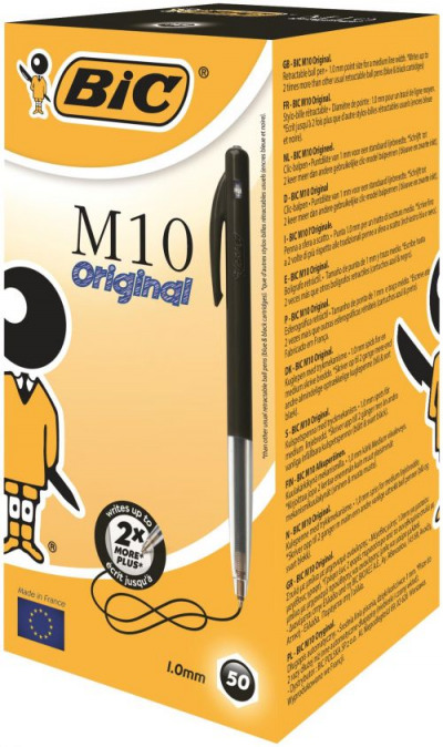Bic M10 Clic Ball Pen Retractable 1.0mm Tip 0.3mm Line Black