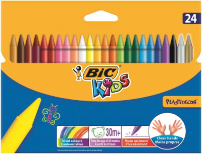 Bic Kids Plastidecor Colour Crayons Assorted Wallet of 24