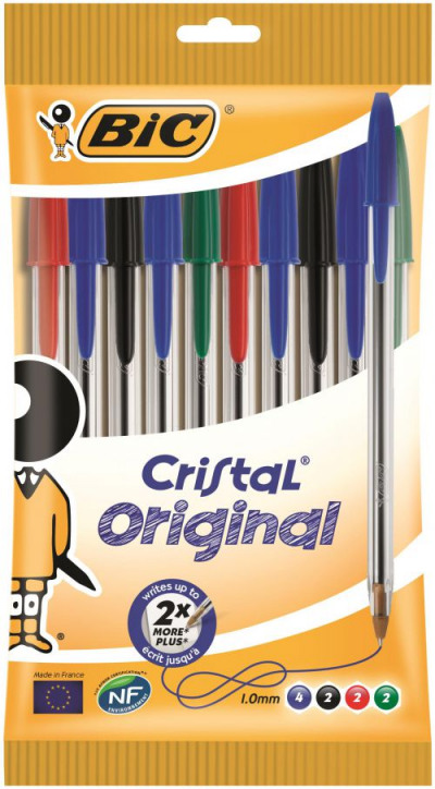 Bic Cristal Ball Point Pen Medium Assorted Pack 10