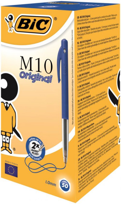Bic M10 Clic Ball Pen Retractable 1.0mm Tip 0.3mm Line Blue