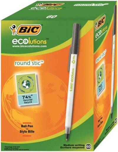 Bic Ecolutions Round Stic Ball Point Pen Black