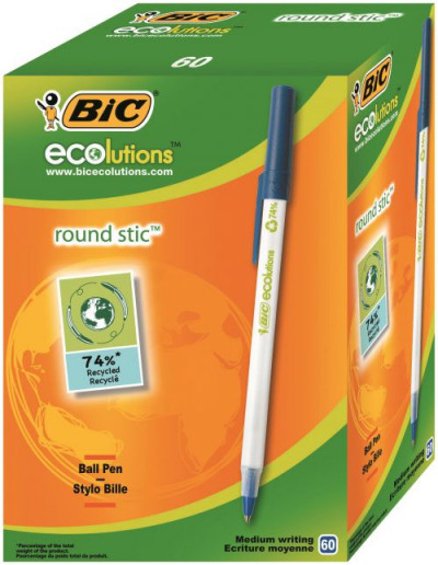 Bic Ecolutions Round Stic Ball Point Pen Blue