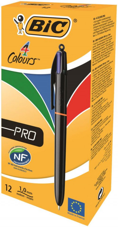 Bic 4 Colours Pro Ball Pen 1.0mm Tip 0.7mm Line Blue Black Red Green