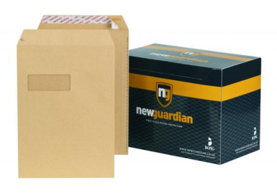 New Guardian Envelope C4 Peel n Seal Pocket Window 324x229mm 130gsm Manilla Pack 250