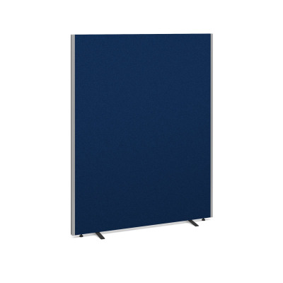 Floor standing screen. Height 1800mm; Width 1400mm; Depth 40mm. Upholstered in a Blue fabric. Supplied with stabilising feet