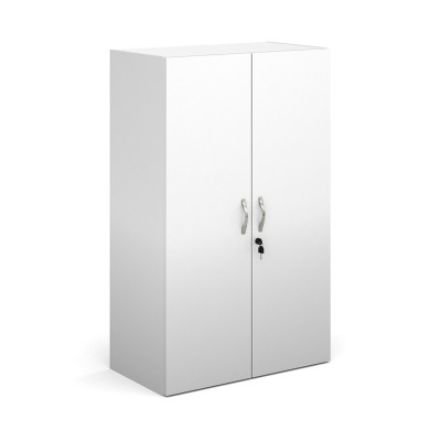 Contract double door cupboard 1230mm high with 2 shelves - white