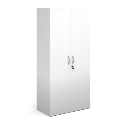 Contract double door cupboard 1630mm high with 3 shelves - white