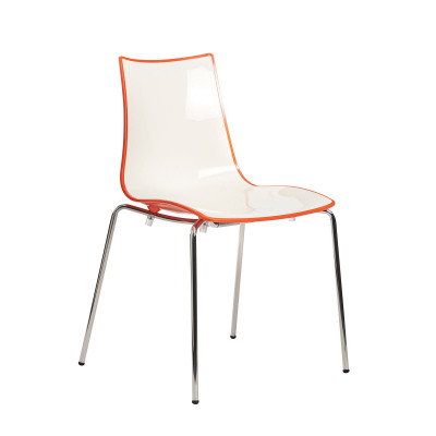Gecko shell dining stacking chair with chrome legs - orange