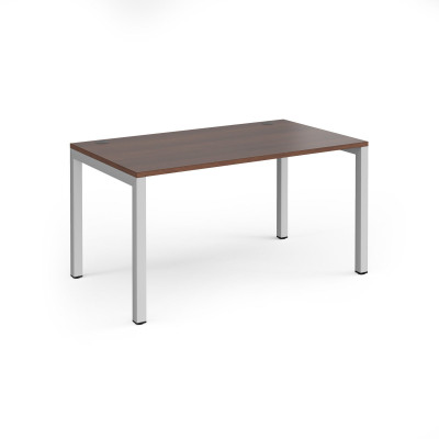 Connex starter unit single 1400mm x 800mm - silver frame and walnut top