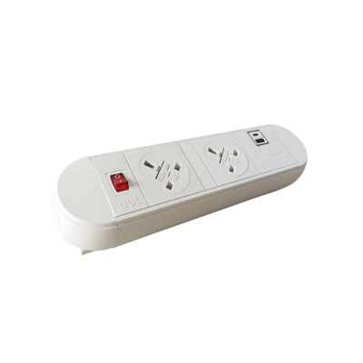 Chroma clip-on power module 2 x UK sockets plus 1 x twin USB fast charge - white