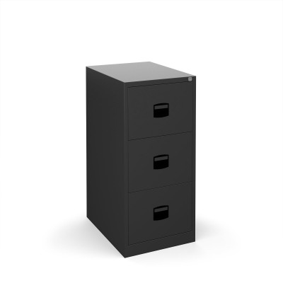Steel 3 drawer contract filing cabinet 1016mm high - black
