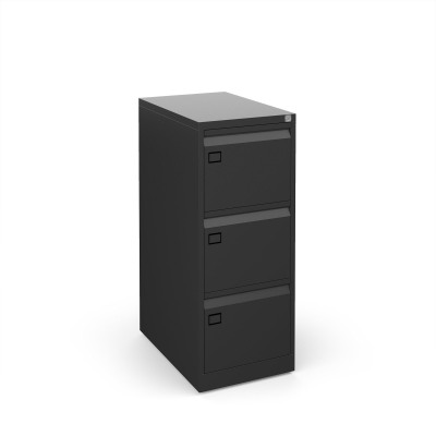 Steel 3 drawer filing cabinet 1016mm high - black