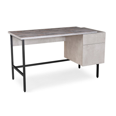 Delphi home office workstation with integrated pedestal  Concrete grey with black frame
