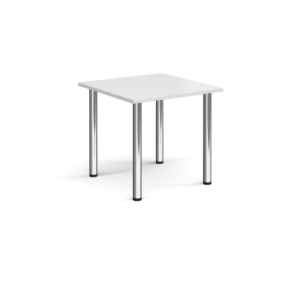 Rectangular chrome radial leg meeting table 800mm x 800mm - white