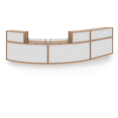 Denver extra large curved complete reception unit - beech with white panels