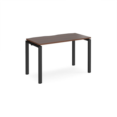 Adapt II single desk 1200mm x 600mm - black frame and walnut top