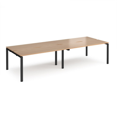 Adapt II double back to back desks 3200mm x 1200mm - black frame and beech top