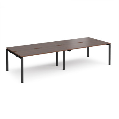 Adapt II double back to back desks 3200mm x 1200mm - black frame and walnut top