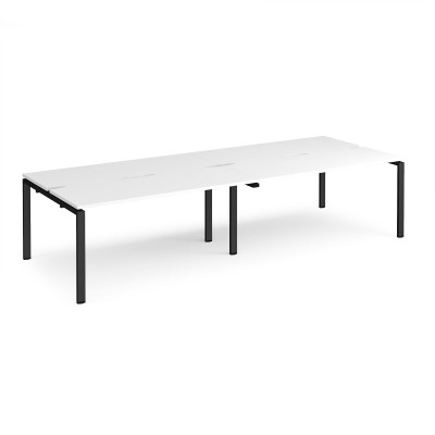 Adapt II double back to back desks 3200mm x 1200mm - black frame and white top