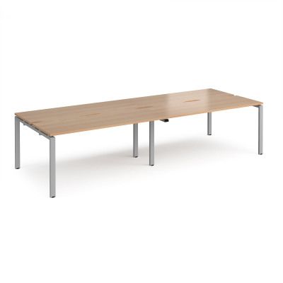 Adapt II double back to back desks 3200mm x 1200mm - silver frame and beech top