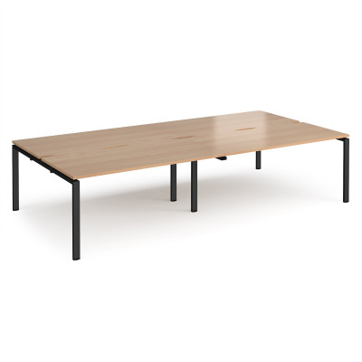 Adapt II double back to back desks 3200mm x 1600mm - black frame and beech top