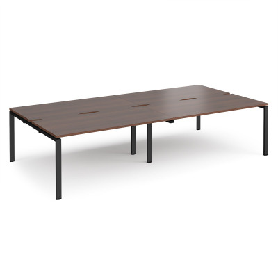 Adapt II double back to back desks 3200mm x 1600mm - black frame and walnut top
