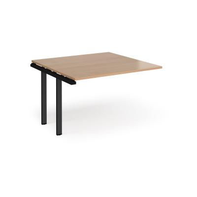 Adapt II boardroom table add on unit 1200mm x 1200mm - black frame and beech top