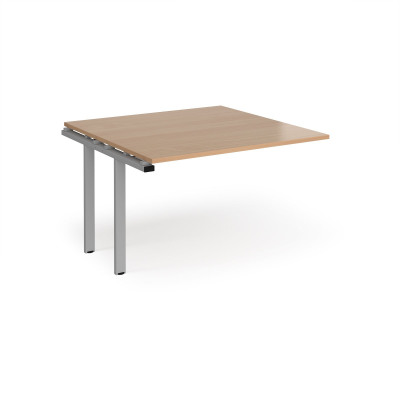Adapt II boardroom table add on unit 1200mm x 1200mm - silver frame and beech top