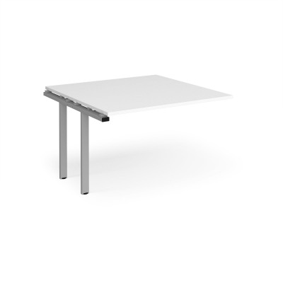 Adapt II boardroom table add on unit 1200mm x 1200mm - silver frame and white top