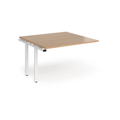 Adapt II boardroom table add on unit 1200mm x 1200mm - white frame and beech top