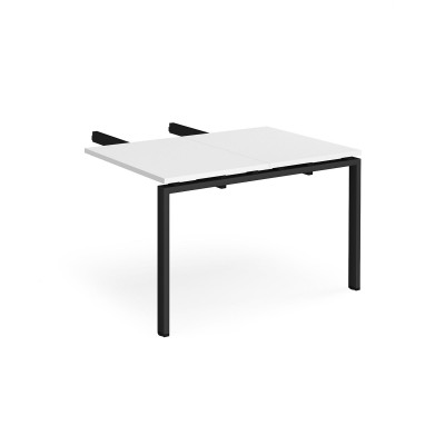 Adapt add on unit double return desk 800mm x 1200mm - black frame and white top