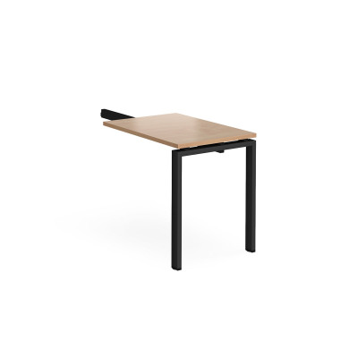 Adapt add on unit single return desk 800mm x 600mm - black frame and oak top