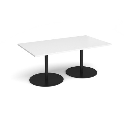 Eternal rectangular boardroom table 1800mm x 1000mm - black base and white top