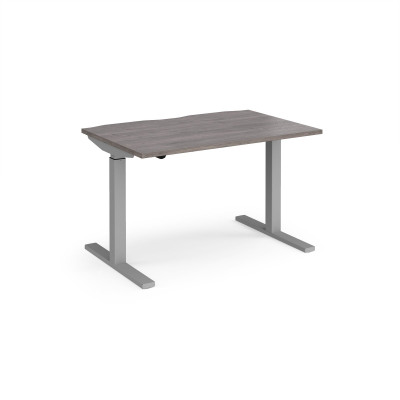 Elev8 Mono straight sit-stand desk 1200mm x 800mm - silver frame and grey oak top