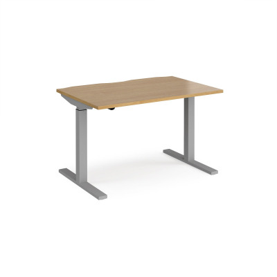 Elev8 Mono straight sit-stand desk 1200mm x 800mm - silver frame and oak top
