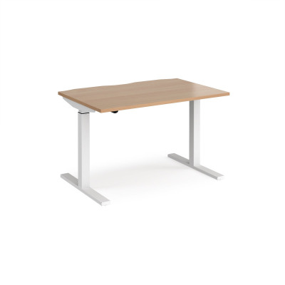 Elev8 Mono straight sit-stand desk 1200mm x 800mm - white frame and beech top