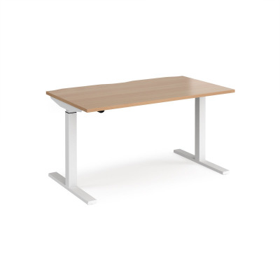 Elev8 Mono straight sit-stand desk 1400mm x 800mm - white frame and beech top