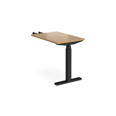 Elev8 Touch sit-stand return desk 600mm x 800mm - black frame and oak top