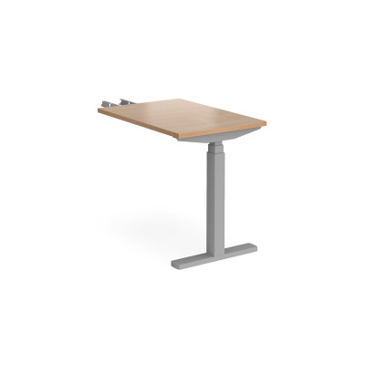 Elev8 Touch sit-stand return desk 600mm x 800mm - silver frame and beech top