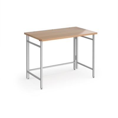 Fuji home office workstation 1000mm x 600mm with folding legs  Beech with silver frame