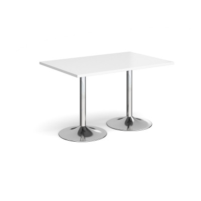 Genoa rectangular dining table with chrome trumpet base 1200mm x 800mm - white