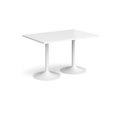 Genoa rectangular dining table with white trumpet base 1200mm x 800mm - white