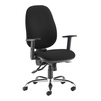 Jota Ergo Operator Chair Camira Advantage Seat Slide Lumbar Pump Chrme Base Asynchro Mech Black