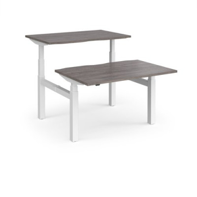 Elev8 Touch Sit-Stand Back-To-Back Desks 1200mm x 1650mm White Frame And  Grey Top